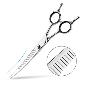 Ciseaux de toilettage pour chiens Ciseaux à effiler incurvés en acier inoxydable pour animaux de compagnie Ciseaux de coupe de cheveux à vendre - Product Image 1