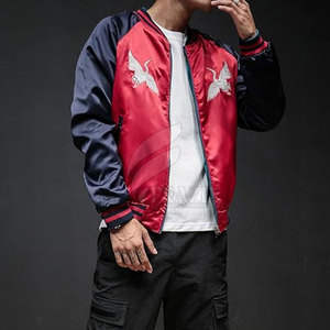 100% Polyester Bomber Satin Vestes À Vendre 2024 Qualité Supérieure Hommes Bomber Satin Veste Personnalisée - Product Image 6
