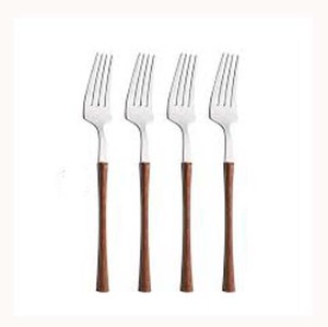 Décoratif incroyable brillant argent mat poli avec long manche en bois mince Couverts de style unique Couverts en acier inoxydable - Product Image 1