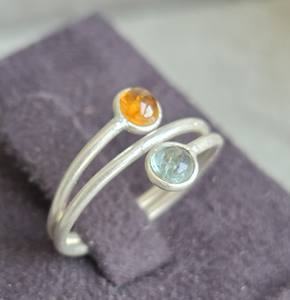 Bague réglable en argent 925 fabriquée à la main avec des pierres précieuses en ambre bijoux de mariage ethnique à la mode pour les fêtes de fiançailles d'anniversaire - Product Image 1