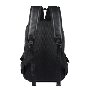 Sac à dos unisexe zippé tendance en cuir artificiel doublure souple en coton décontracté collège école usage quotidien vente en gros cadre externe - Product Image 3