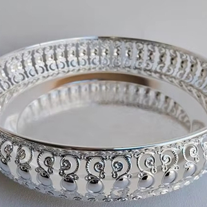 silver colour metal Decorative <b>Plate</b> home kitchen weeding and birthday table decoration kitchen storage boxes drawer <b>organizer</b> - Product Image 1