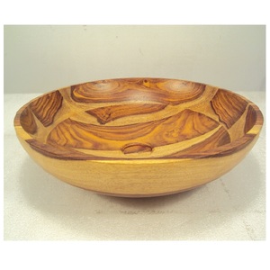Décor de table Bol en métal de conception de vague avec plateau en bois pour la décoration de vaisselle de service de soupe à salade - Product Image 4