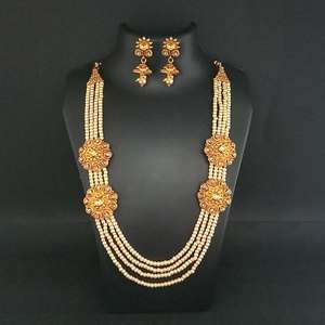 Ganpati Arts <b>Fine</b> <b>Jewelry</b> <b>Set</b> AD Stone Pearl Copper Necklace FBC0024A - Product Image 1