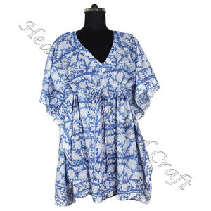 Nouvelle arrivée 2024 indien main bloc imprimé caftan Robe KFCS082 Robe d'été Kimono vacances coupe ample Robe vêtements pour femmes - Product Image 4