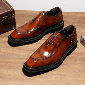 Zapatos Oxford de Piel Vacuna con Suela Gruesa, Nuevos, de Alta Calidad, de Cuero Genuino, Impermeables, con Acabado Liso, Casuales y Formales para Hombre - Product Image 6