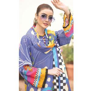 ¡Novedad de 2023! Ropa de fiesta informal Formal para mujer, vestido de colección de césped Salwar Kameez paquistaní hecho de lino de algodón de seda - Product Image 3