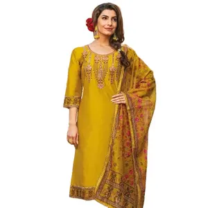 New Super Fancy Heavy & Pure Soft Lined Soft Silk Kurtis With Pant and Fancy Original Digital Fancy Dupatta for online sale