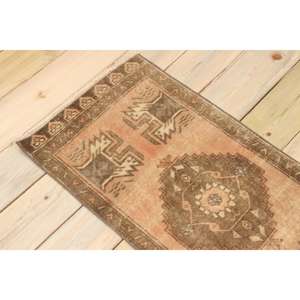 Tapis turc vintage 1,5x3,4 pieds, petit tapis, tapis à imprimé animal brun - Product Image 4
