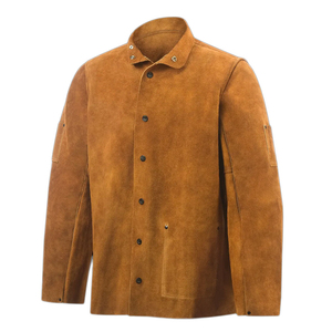 Vestes de soudage en cuir Tabliers de soudage en peau de vache arrière en coton Vêtements de soudeur ignifuges Peau de vache ignifuge - Product Image 2