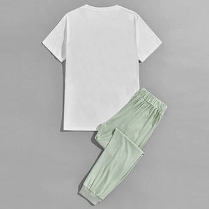 Conjunto Deportivo de Dos Piezas Personalizado para Hombre, Nuevo, con Logotipo Estampado, Camisas y Pantalones Casuales de Color Sólido para Invierno, 100% Poliéster - Product Image 2