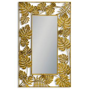 Wire <b>Leaf</b> Frame Bohemian Round Mirror Antique Brass Metallic Finish Modern <b>Wall</b> <b>Decor</b> - Product Image 4