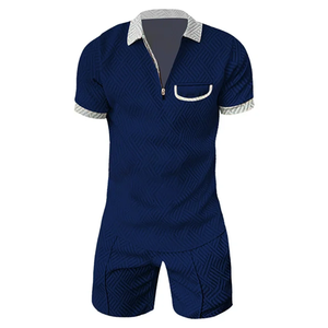 Conjunto de Polo y pantalones cortos para hombre Color Block Retro Patrón de rayas Manga corta Verano Casual Vacaciones Traje deportivo - Product Image 6