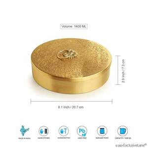 Boîte à épices design gravé en laiton fait à la main belle boîte à épices design circulaire en métal avec touche dorée - Product Image 2