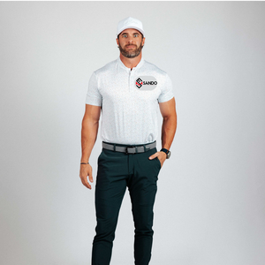 เสื้อโปโลสำหรับผู้ชายเสื้อคอปกโพลีเอสเตอร์แบบมีใบมีด100% เครื่องแต่งกายกอล์ฟแบบย้อนยุคโลโก้ - Product Image 1