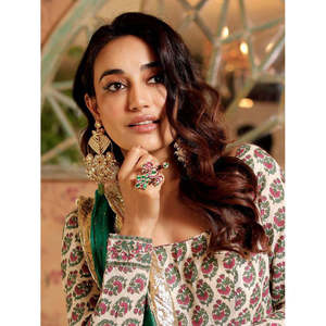 Surbhi Jyoti Collection หลากสีทองชุบ Jadau Kundan แหวน MRNG91M - Product Image 3