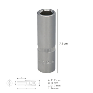 Chiave a Bussola Esagonale Lunga 1/2 Pollice 14 mm - Product Image 2