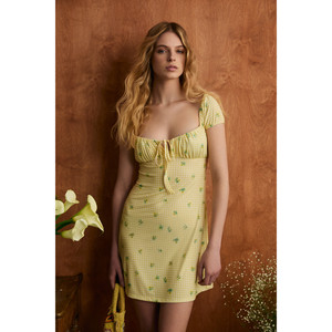 GRIMELANGE AUSTAKIA Mini-robe en tissu doux et extensible avec nœud à la poitrine pour femme - Product Image 2