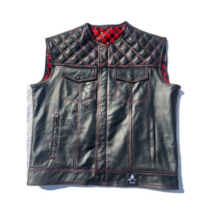 New High Quality Men's Genuine Leather Biker <b>Vest</b> With A Traditional Cut Designed For Everyday Riding Soft Silk Inside Lining - Product Image 1