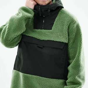 Sudaderas con capucha de gran tamaño informales para hombre 100% algodón mezclado transpirable diseño superior Sherpa Fleece liso teñido - Product Image 6