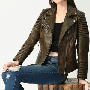 Chaqueta de cuero Estilo bombardero clásico Ropa de abrigo cálida para clima frío Chaqueta para mujer - Product Image 4