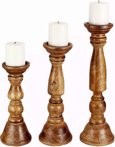 Candelabro de madera Vintage, soporte para Decoración de mesa antigua, vela de boda, directo de fabricación - Product Image 2