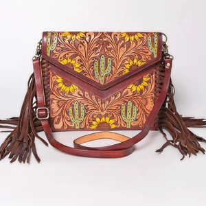 Bolso Bandolera de Cuero Estilo Vintage para Chicas, con Cierre de Cremallera, Diseño Artesanal, para Llevar Objetos Ocultos, Estilo Rodeo Internacional - Product Image 2
