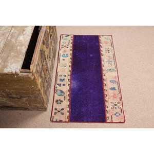 Tapis vintage 1,8 x 3,2 pieds, tapis persan turc en laine violet - Product Image 3