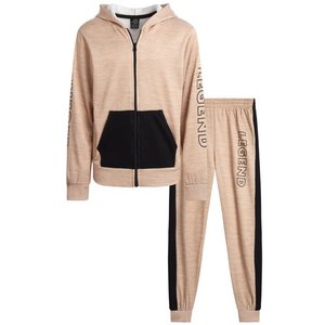 Ensemble de survêtement décontracté pour femme adulte, hiver, uni, 2 pièces, sweat à capuche zippé en polaire et pantalon de jogging - Product Image 1