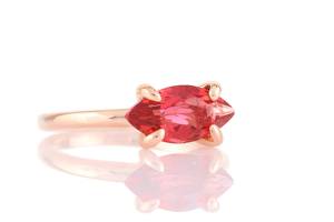 14K Plaqué Or Solide 925 Argent Sterling Matériel Véritable Tourmaline Rose Marquise Facettes Coupe Gemme Déclaration Anneaux Bijoux - Product Image 6