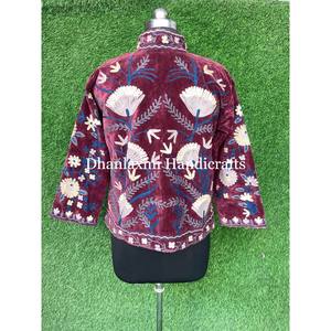 Handmade High Quality Women's Velvet Jacket Fashionable Reversible Stand Collar Breathable Knitted Cotton Material Pattern - Product Image 6