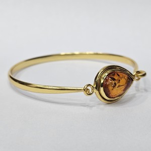 AA Quality Handmade 925 Sterling Silver <b>Gold</b>-Plated Teardrop Hasonite Gemstone Fashion Style Unique Adjustable Bangle - Product Image 4