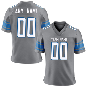 Camiseta de fútbol americano personalizada azul marino blanco gris camiseta personalizada impresa nombre del equipo número camiseta de fútbol americano de secado rápido - Product Image 3