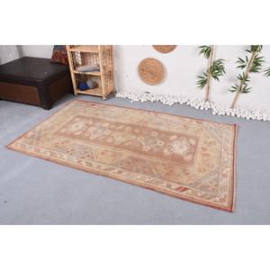 พรมตุรกีโบราณ ขนาด 4.1x7 ฟุต พรมปูพื้นสีเบจขอบสีทอง - Product Image 3