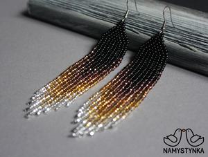 Pendientes de cuentas bohemias con flecos en cascada Andy de diseño turquesa, regalo de joyería único - Product Image 5