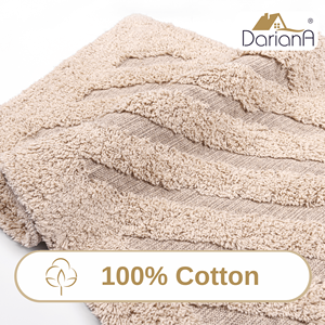 Softa Beige Striped Recycled Cotton <b>Rug</b> Handwoven Bathroom Floor Mat 45x75 cm - Product Image 2