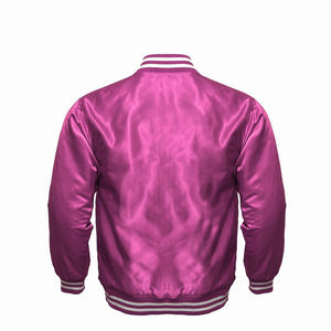 OEM/ODM Men's lettermen Pink Color Jacket Custom Logo Leather Sleeves Jacket High Quality Wind Resistant Jackets - Product Image 5