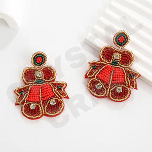 Boucles d'oreilles perlées Vintage Bling St. Patty pour femmes patriotique Orange blanc bleu pour les mariages ou les jours commémoratifs - Product Image 3