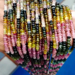 Super Quality Tourmaline Beads Multi Color Rondelle Big Size Beads Wholesale Price Yellow Red Blue Mix Long Beads Necklace