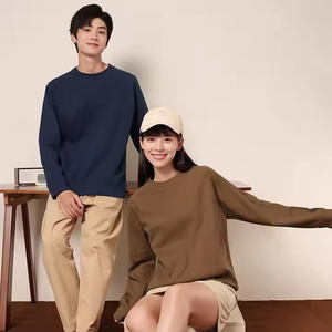 T-shirt à manches longues décontracté et confortable pour homme et femme, 100 % coton, couleur unie, col ras du cou, coupe ample, couleurs personnalisables, séchage rapide - Product Image 1