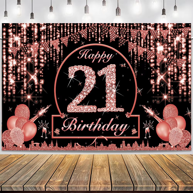 Personalized Milestone Birthday Backdrop Custom Name Age Black Gold Birthday Banner for Polyester Easy to Hang Party Decorations