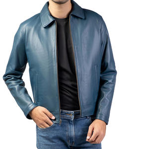 genuine Polo Collar <b>Vintage</b> <b>Leather</b> <b>Jacket</b> for men Premium Distressed Real Cowhide Faded Retro Style <b>jacket</b> for men - Product Image 1