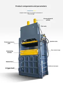 Presse à balles verticale hydraulique pour canettes en aluminium, machine de recyclage pour canettes de boissons, compacteur de métaux de rebut - Product Image 2
