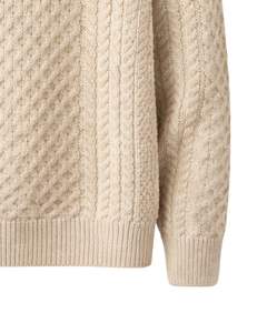 Manufacturer Customized <b>Mens</b> Quarter Zip Cable Knit Sweater Olive Green And Beige Color Block High Neck Warm Winter Pullover OEM - Product Image 6