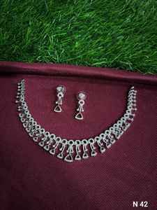 CONJUNTO DE COLLAR DE NOVIA DE DIAMANTES AMERICANOS Y PENDIENTES CLÁSICOS Y DE ALTA CALIDAD CONJUNTO DE JOYERÍA PARA BODA JOYERÍA ESTILO CLÁSICO MUJER - Product Image 2