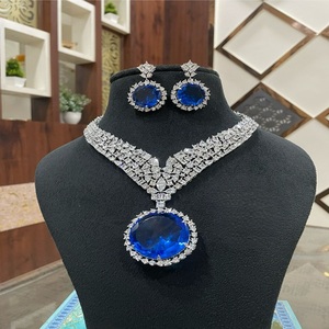 Attractive High Quality stone Design Gold Plated Cz <b>Necklace</b> Set Earrings for Women Designer Jewelry for Wedding Wear - Product Image 3