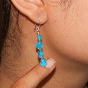 Pendientes colgantes lineales de Plata de Ley 925, cuentas de oro amarillo de ópalo Paraiba, joyería de moda hecha a mano para fiestas de mujeres, bodas - Product Image 2