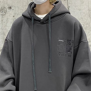 Sudaderas con Capucha Holgadas y Cordón Ajustable para Hombre, de Felpa Color Carbón, con Logotipo Personalizado al por Mayor, de Alta Calidad y Gran Venta - Product Image 4