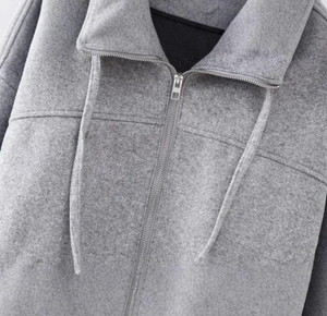 เสื้อมีฮู้ดแบบรูดซิปทำจากผ้าเฟรนช์เทอร์รี่สำหรับทุกฤดูกาล - Product Image 4