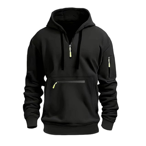 2025 nouveau hiver personnalisé hommes quart Zip sweats 100% coton polaire graphique pull col montant surdimensionné capuche bricolage motif - Product Image 6